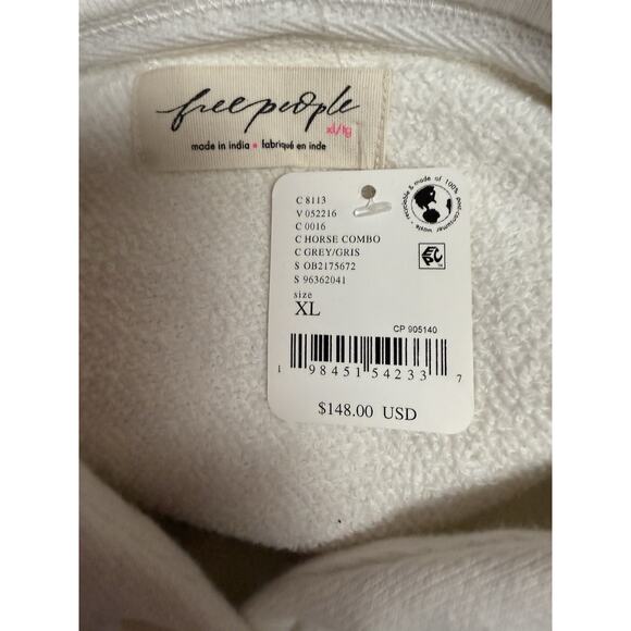 RARE Free People Keepsake Hoodie Horse Sweatshirt EXTREMELY RARE Size XL - Picture 3 of 7